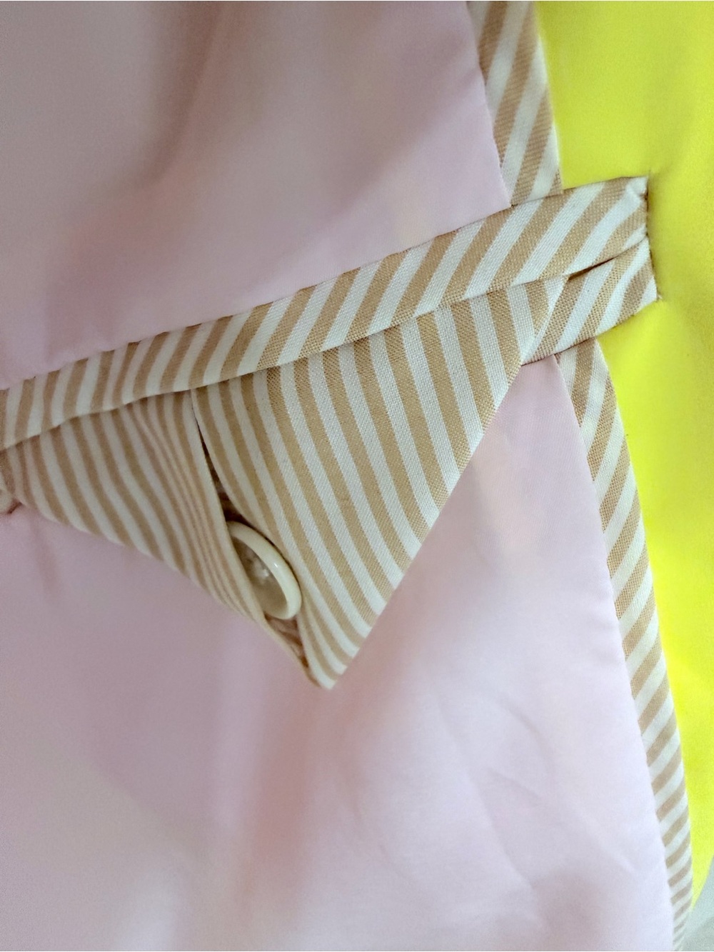 J. Crew Bright Yellow Rubberized Rain Jacket with Soft Pink Lining - Picture 6 of 10
